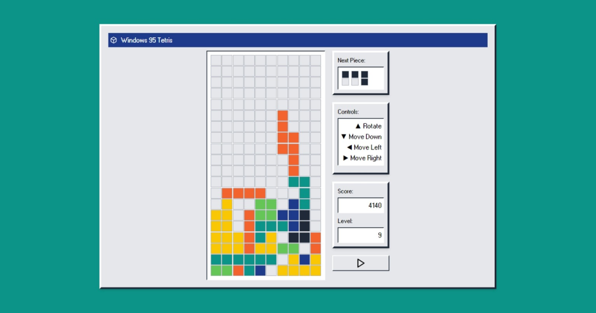 Relive the nostalgia of 90s with Windows 95 Tetris! Enjoy the retro look and feel as you stack and rotate blocks to clear lines.